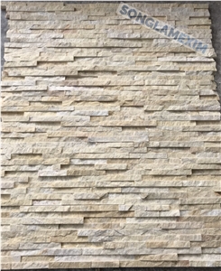 Yellow Marble Glued Wall Cladding Panel - Stone Veneer 10 Lines