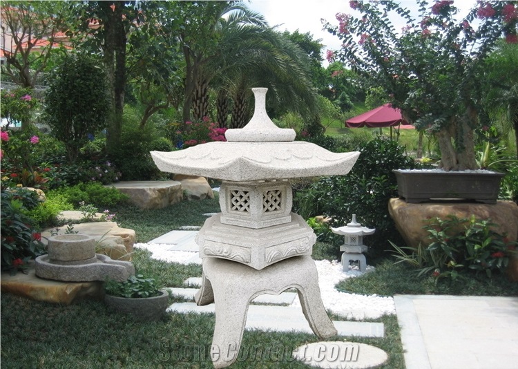 Japanese Carved Granite Stone Carved Lantern