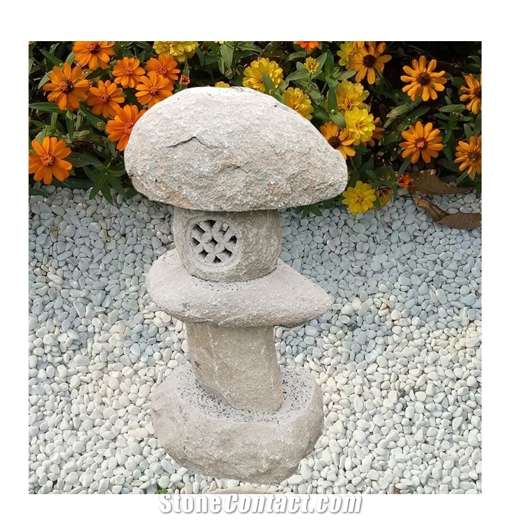 Japanese Carved Granite Stone Carved Lantern