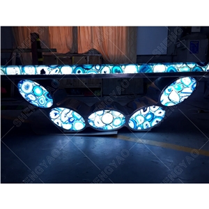Custom Backlit Blue Agate Table Countertop