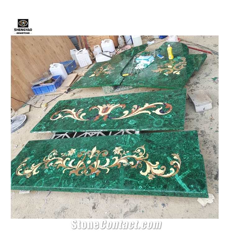 Custom Malachite Green Parquet Decorative Slab