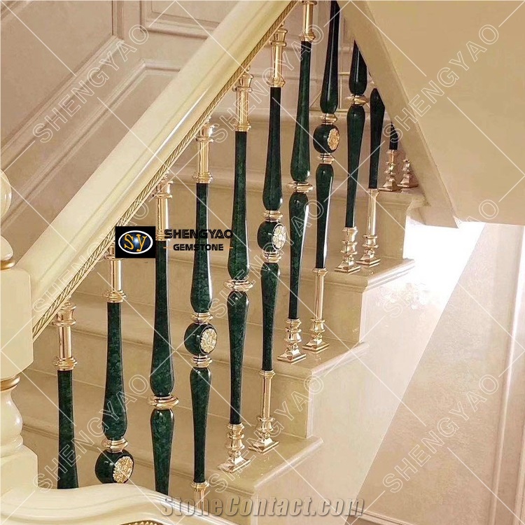Luxury Malachite Green Stair Handrail Custom