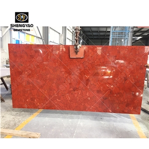 Luxury Red Semi Precious Stone Slab