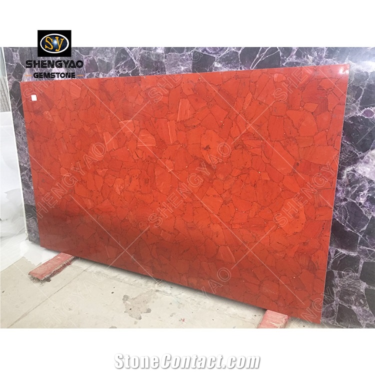 Red Gemstone Decorative Slab Tile