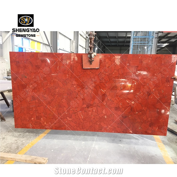 Ruby Red Gemstone Slab for Wall Decorative