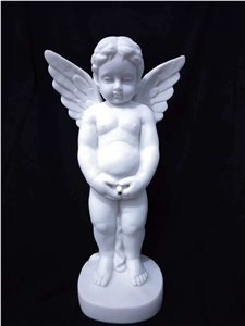 China Polish White Marble Children Angel Sculpture