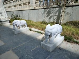 China White Marble Outdoor Animal Elephant Statues