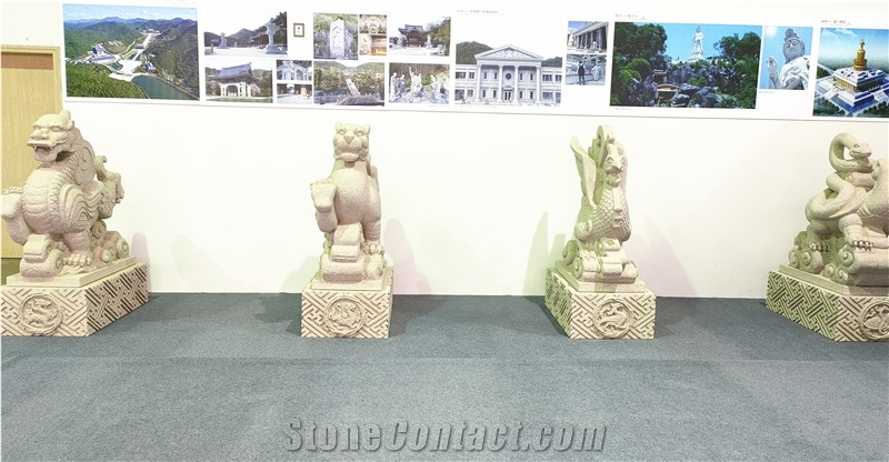 Four Sacred Animal Beasts Stone Sculpture Carving