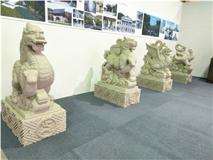 Four Sacred Animal Beasts Stone Sculpture Carving