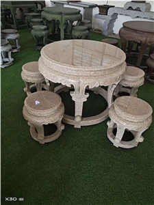 Garden Stone Table Chairs Stool Sets Polished Desk