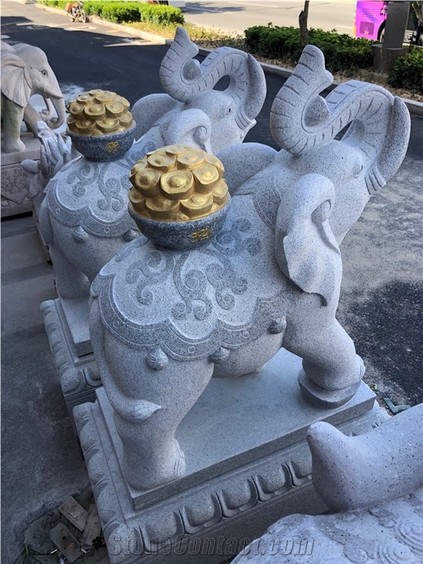 Golden Amass Fortunes Stone Decor Carving Statues