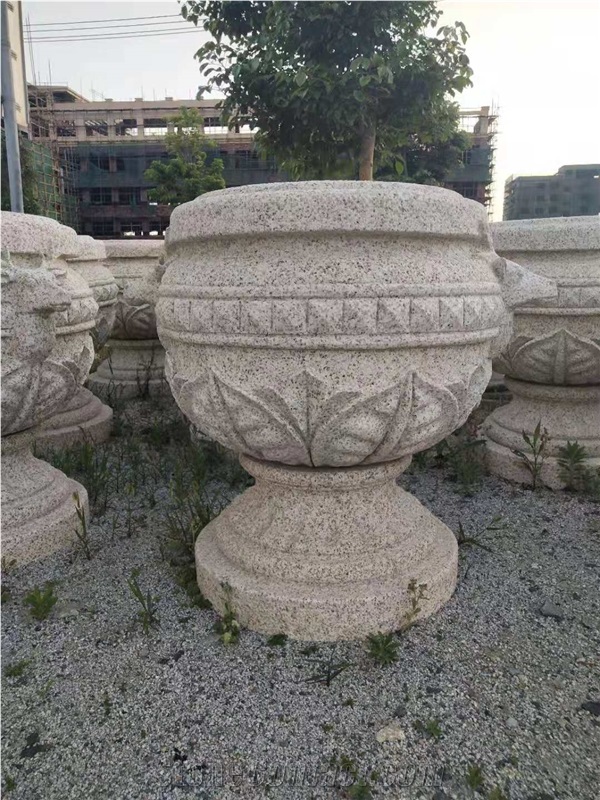 Granite Carving Flower Stand Pots Garden Planters