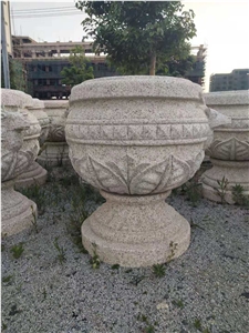 Granite Carving Flower Stand Pots Garden Planters