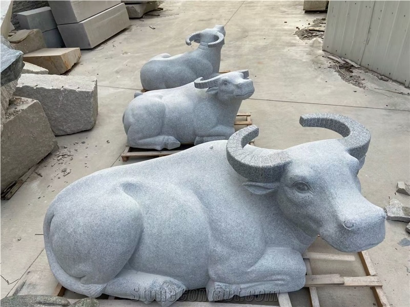 Granite Stone Garden Animal Cow Statues Carving