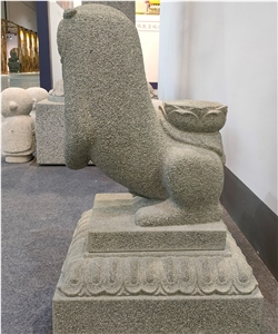 Natural Stone Temple Guardian Lions Sculpture