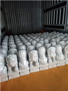 Natural White Lion Garden Marble Stone Statues