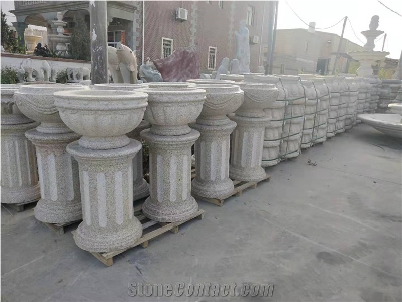 Stone Base Stand Flower Pots G682 Yellow Vases