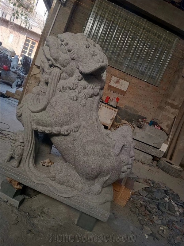 Street Natural Stone Lion Sculpture Outside Statue