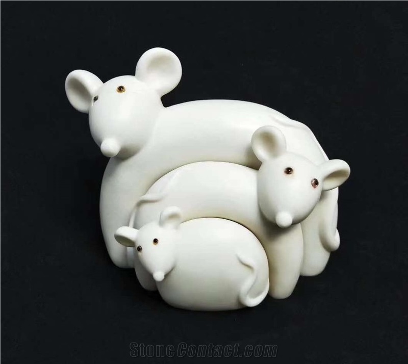 White Marble Animal Abstract Sculpture Decoration