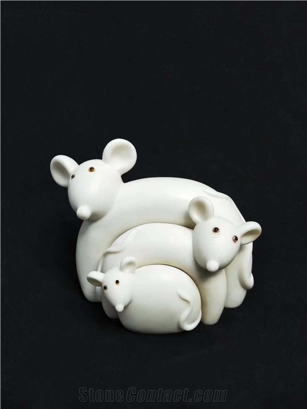 White Marble Animal Abstract Sculpture Decoration