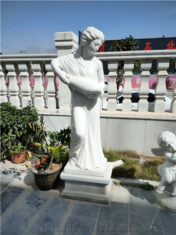 White Marble Lady Grils Street Stone Sculptures