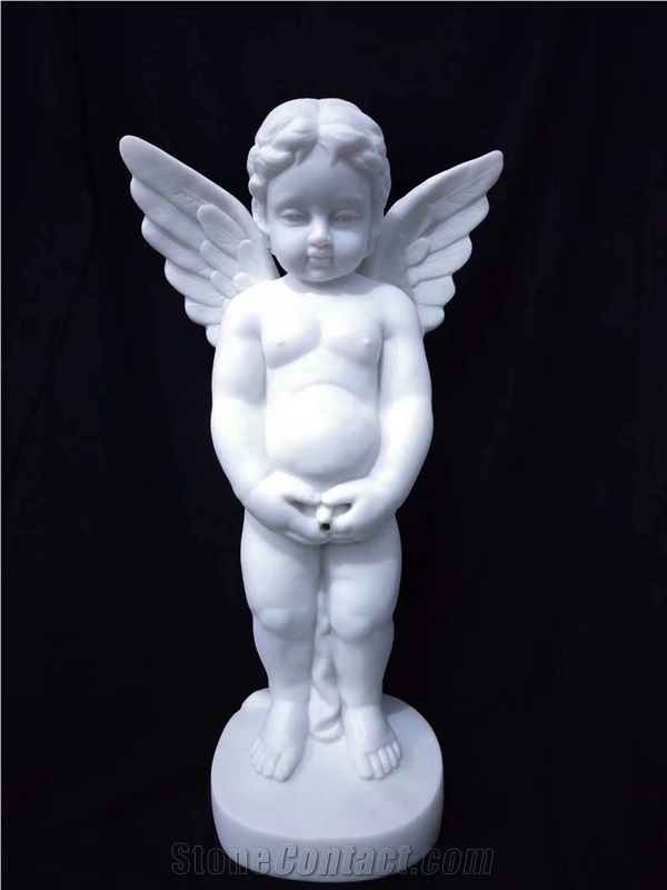 White Marble Small Statue Memorial Angel Sculpture