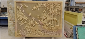 White Onyx Wall Relief Decorations Ornament Paving