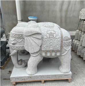 Xia Red Granite Animal Elephant Garden Carving