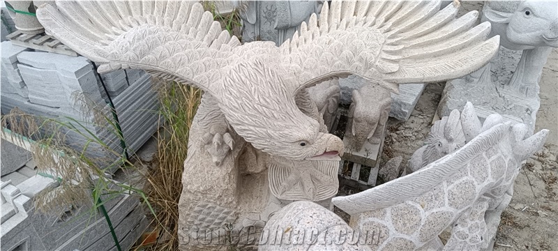 Yellow Granite Street Animal Eagle Art Sculpture