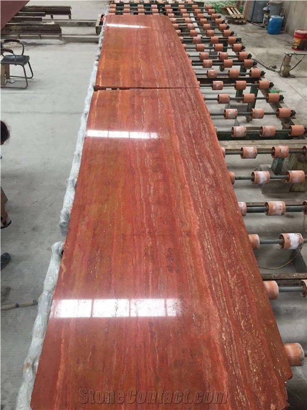 Akdag Red Travertine Slab for Project
