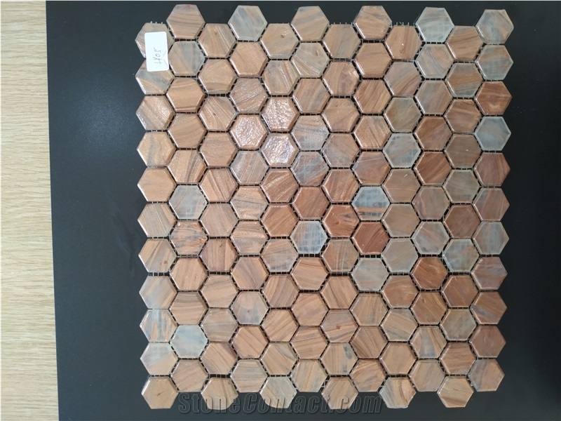 Beige Color Glass Mosaic for Kitchen Wall Tile