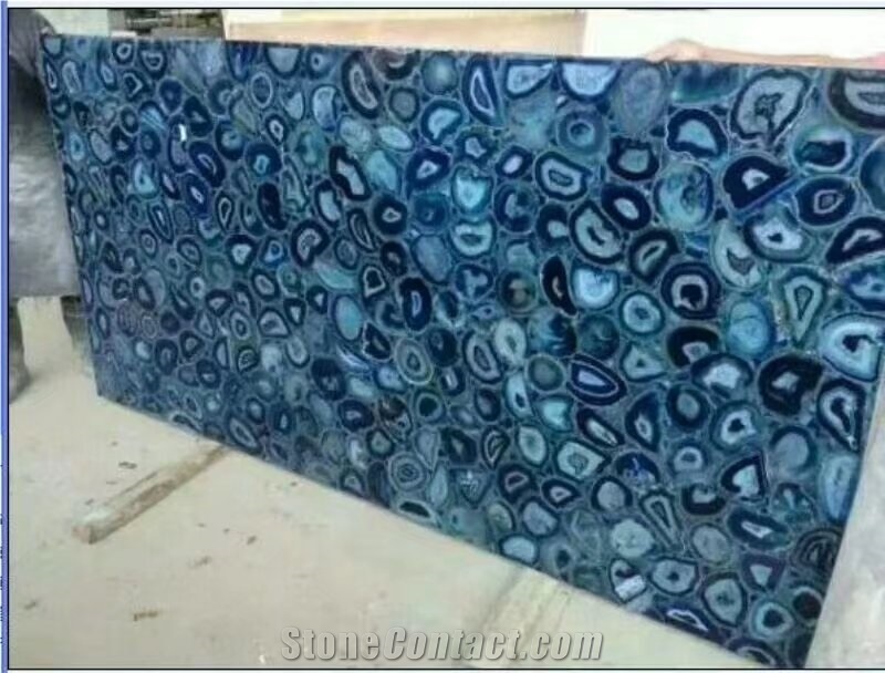Blue Semiprecious Stone for Tabletops