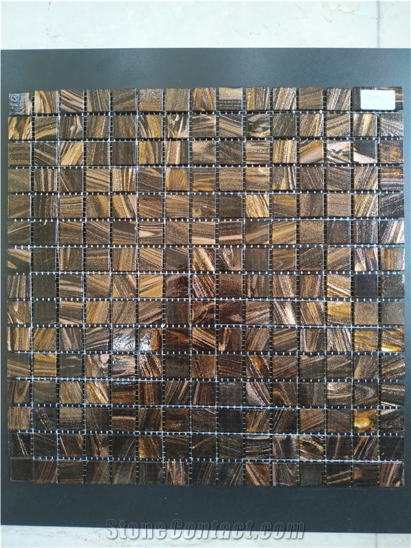 Brown Color Glass Mosaic Tile for Kitchen Wall