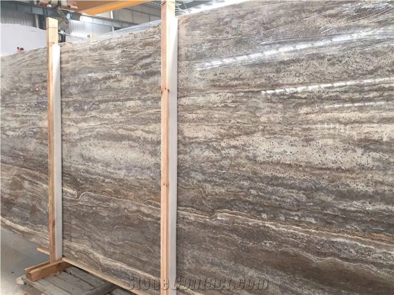 Brown River Travertine Slab for Project