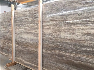 Brown River Travertine Slab for Project
