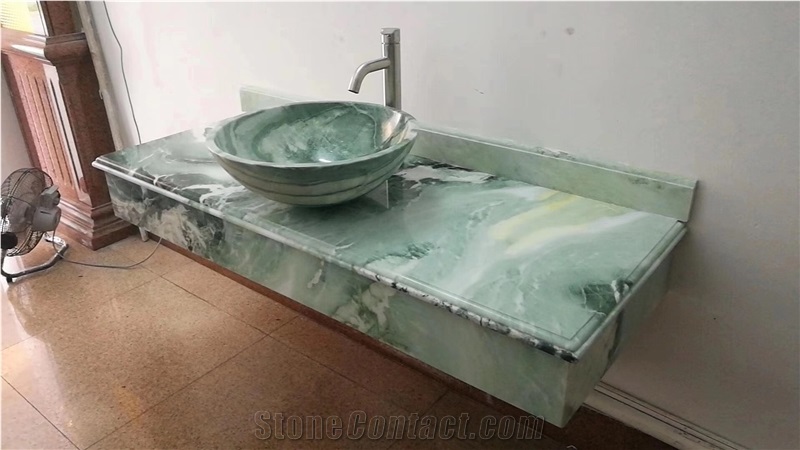 Dreaming Green Marble Vanity Top with Sink