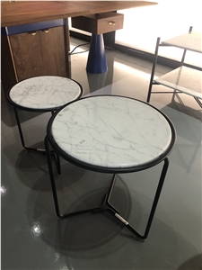 Eastern White Marble Stone Round Table Tops