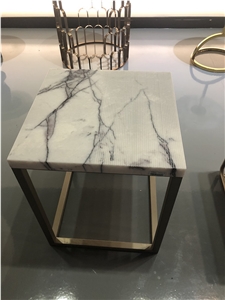 Eastern White Marble Stone Round Table Tops