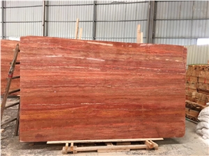 Gala Red Travertine Slab for Wall Covering