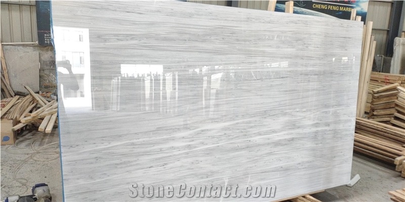 Greek White Wood Marble Slab for Wall Covering