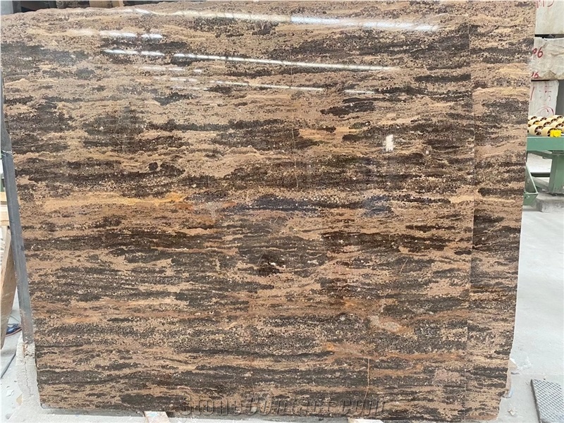 King Gold Brown Marble Slab for Flooring Tiles