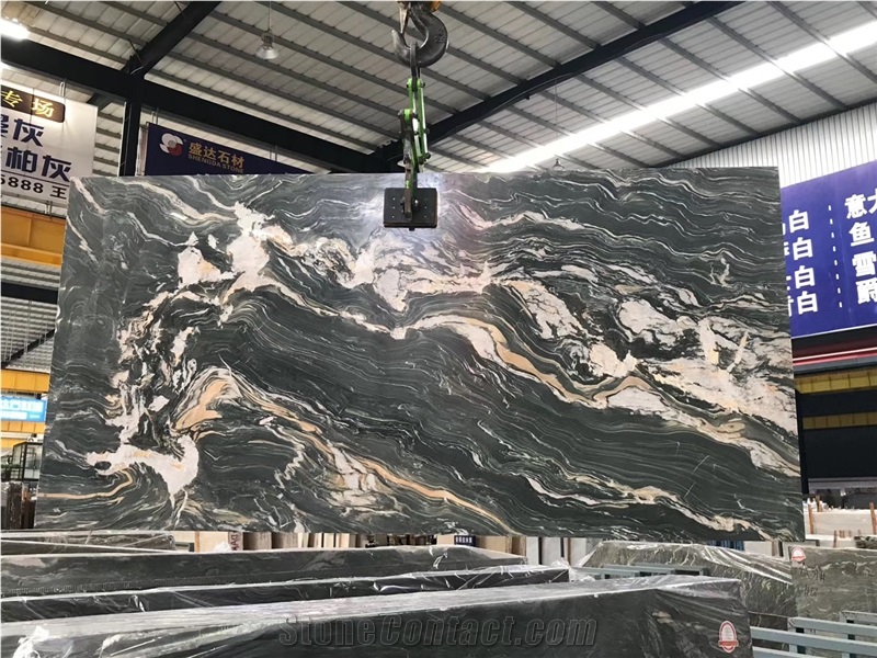 Kowloon Green Marble Slab for Flooring Application
