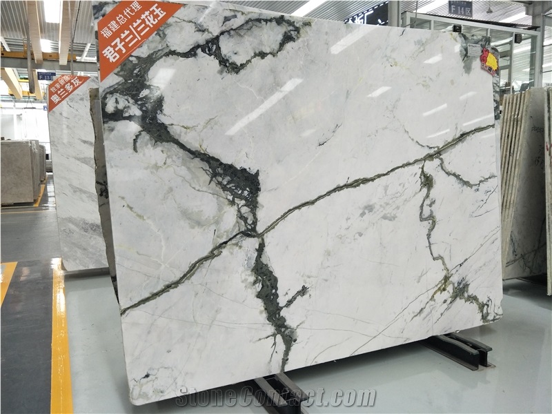 Orchid Jade White Marble with Green Veins