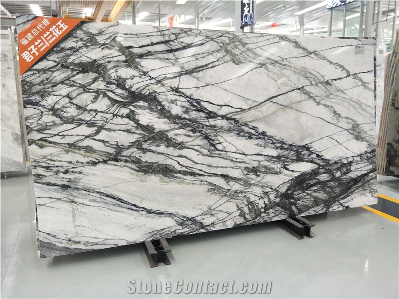 Orchid Jade White Marble with Green Veins
