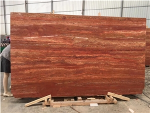 Red Travertine Slab for Wall Tile