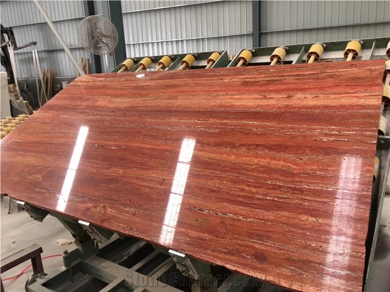 Red Wood Grain Marble Slab for Hotel Project