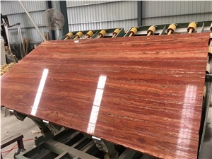 Red Wood Grain Marble Slab for Hotel Project