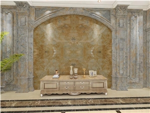 Van Gogh Golden Marble Slab for Hotel Project