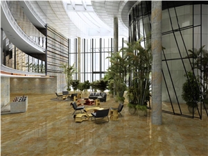 Van Gogh Golden Marble Slab for Hotel Project