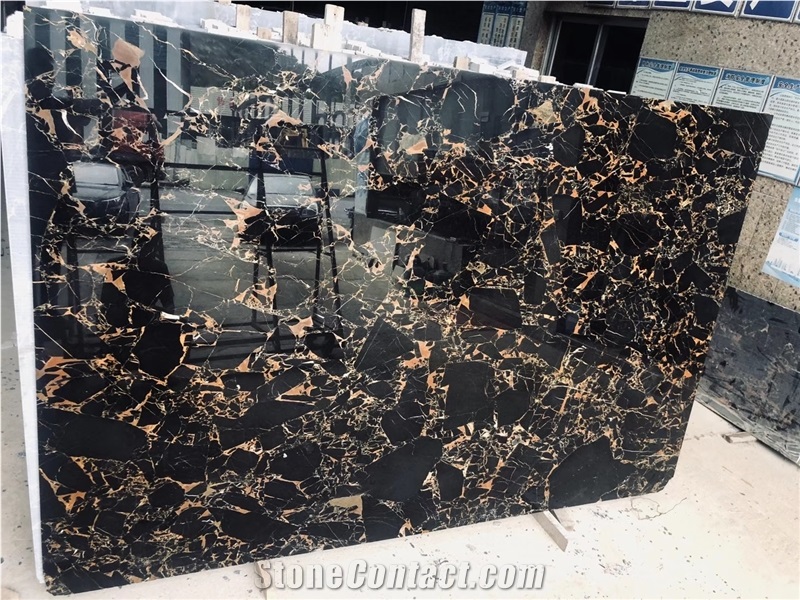 Vendome Noir Marble,China Portoro Gold Marble Slab